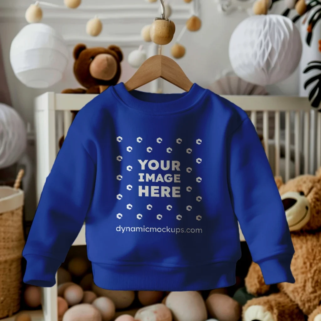 Hanging Dark Blue Sweatshirt Mockup Front View Template