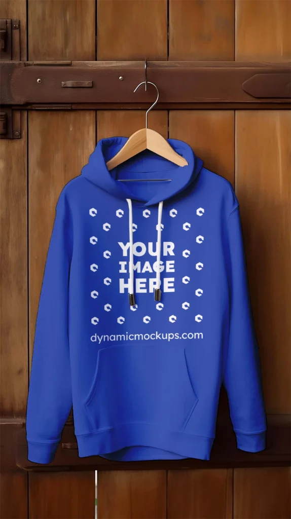 Hanging Dark Blue Hoodie Mockup Front View Template