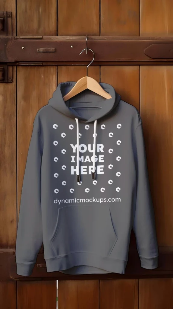 Hanging Dark Gray Hoodie Mockup Front View Template