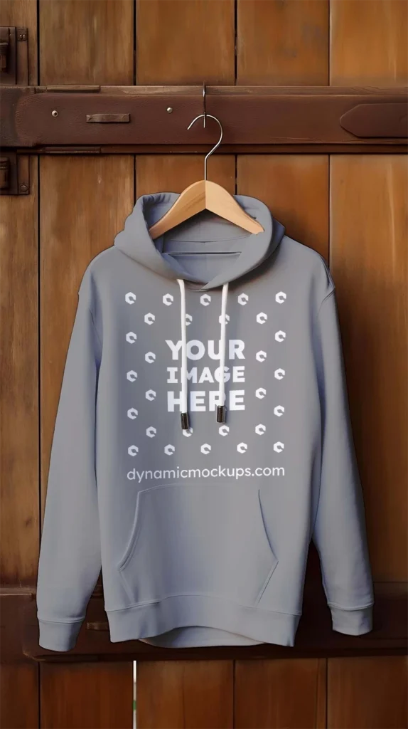 Hanging Gray Hoodie Mockup Front View Template