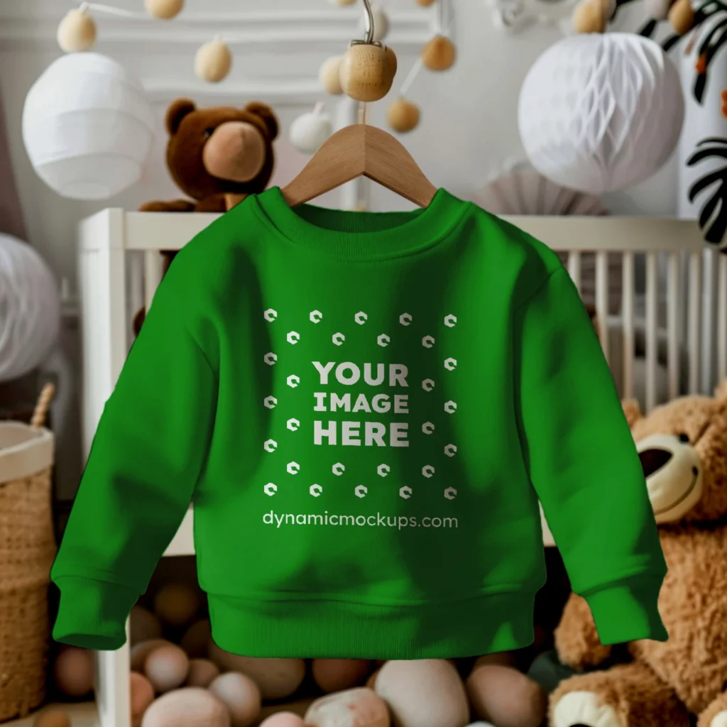 Hanging Green Sweatshirt Mockup Front View Template