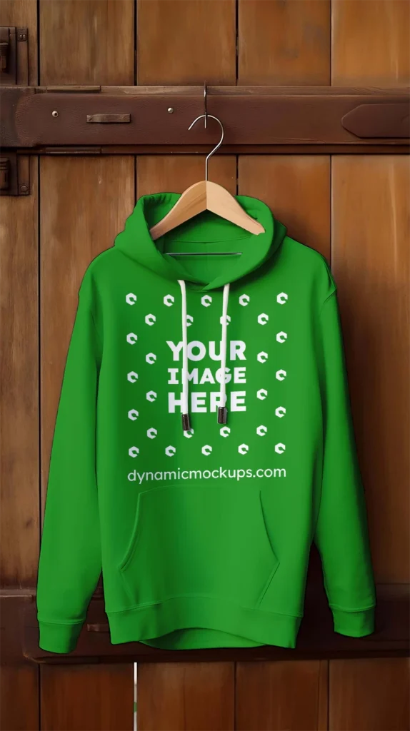 Hanging Green Hoodie Mockup Front View Template