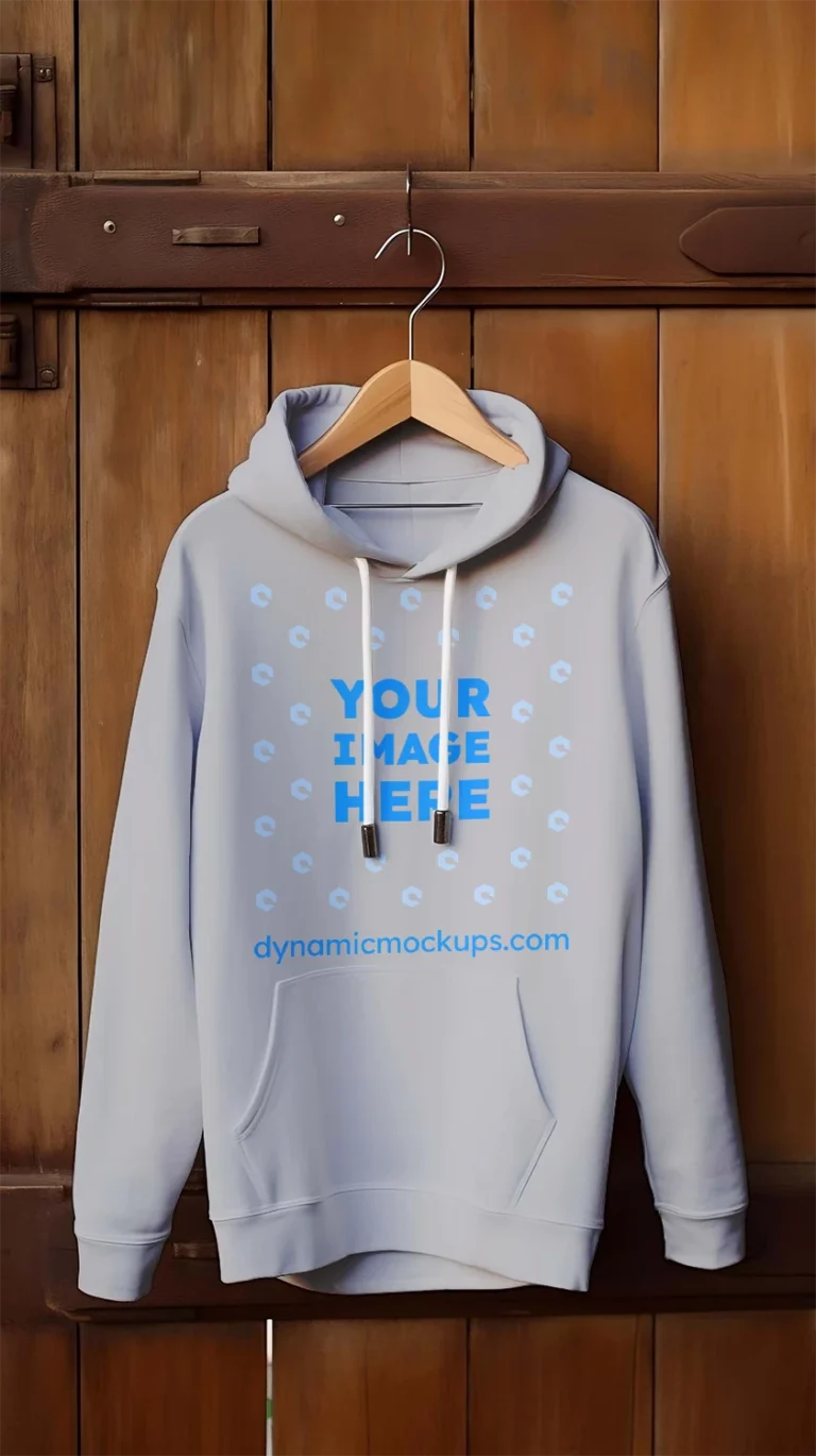 Hanging Light Gray Hoodie Mockup Front View Template