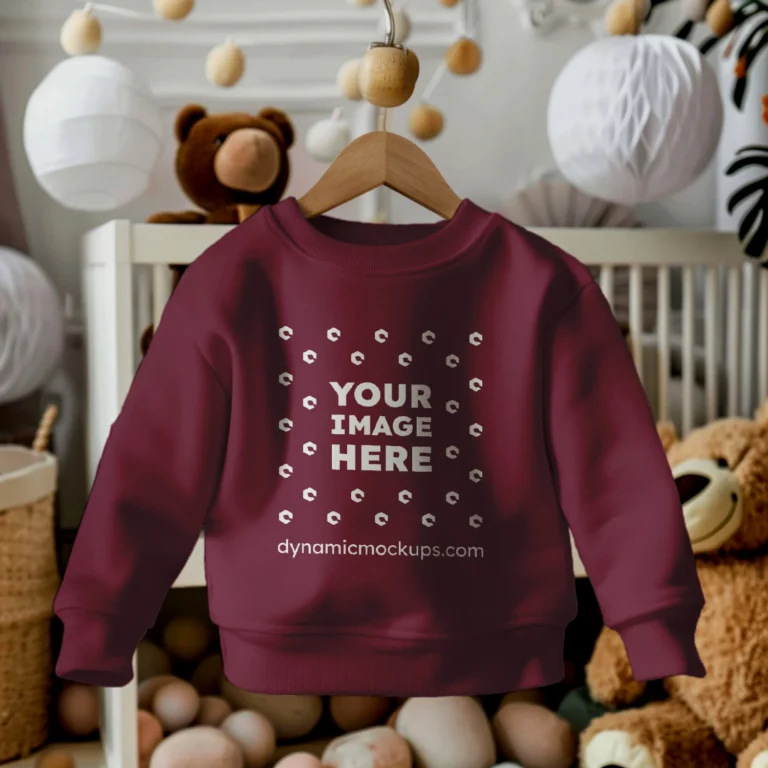 Hanging Maroon Sweatshirt Mockup Front View Template