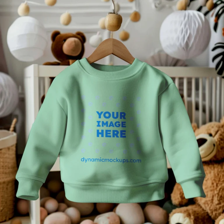 Hanging Mint Sweatshirt Mockup Front View Template