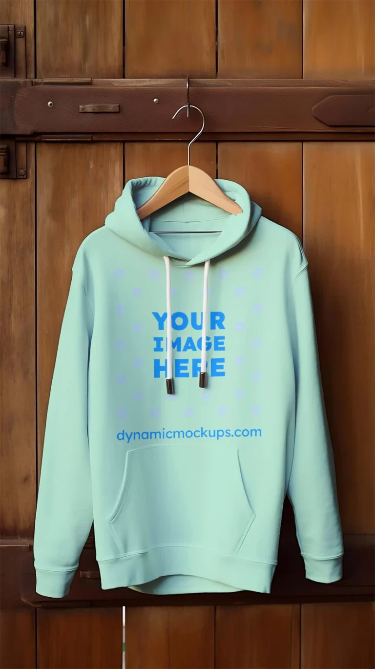 Hanging Mint Hoodie Mockup Front View Template