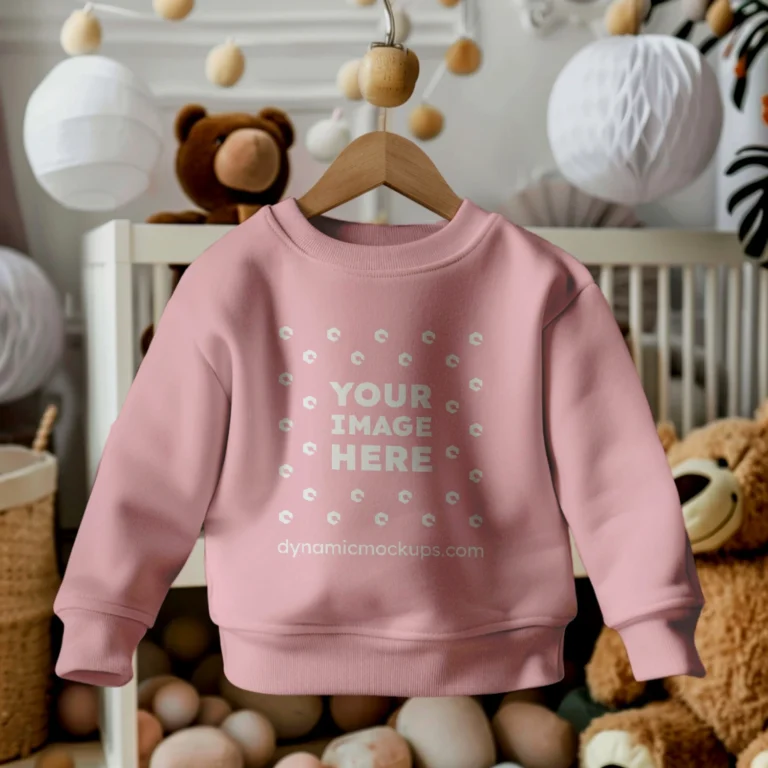 Hanging Pink Sweatshirt Mockup Front View Template