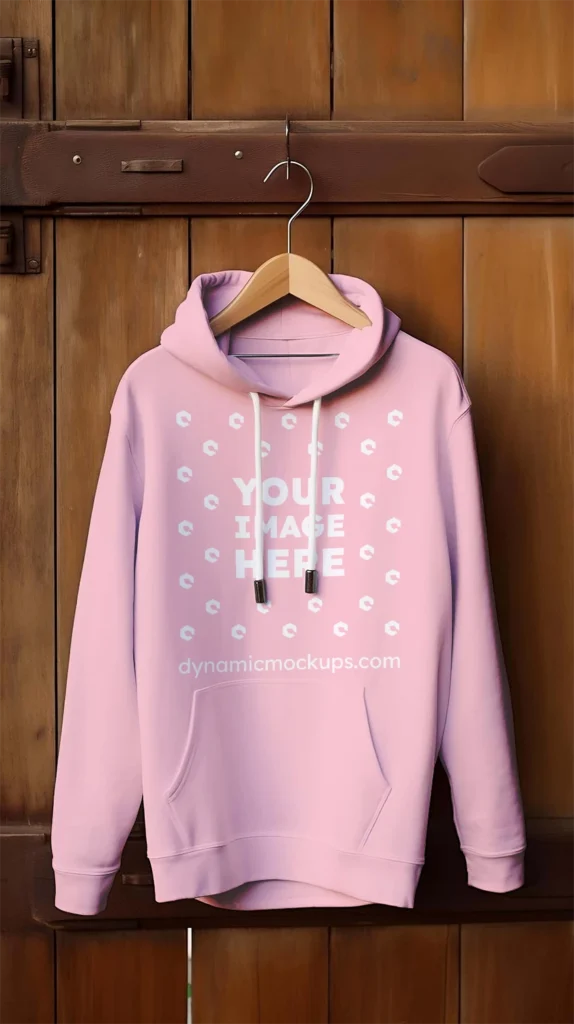 Hanging Pink Hoodie Mockup Front View Template