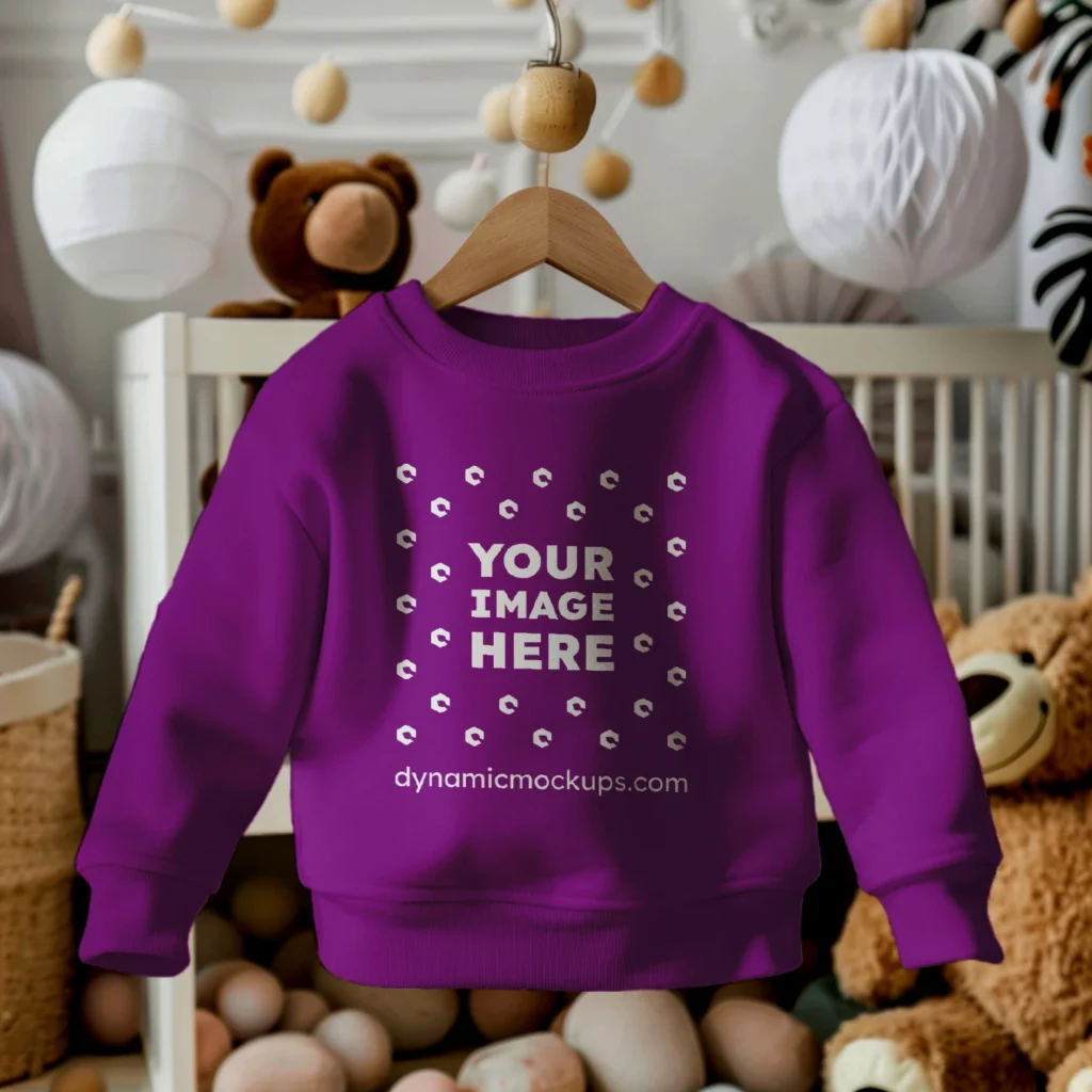 Hanging Purple Sweatshirt Mockup Front View Template