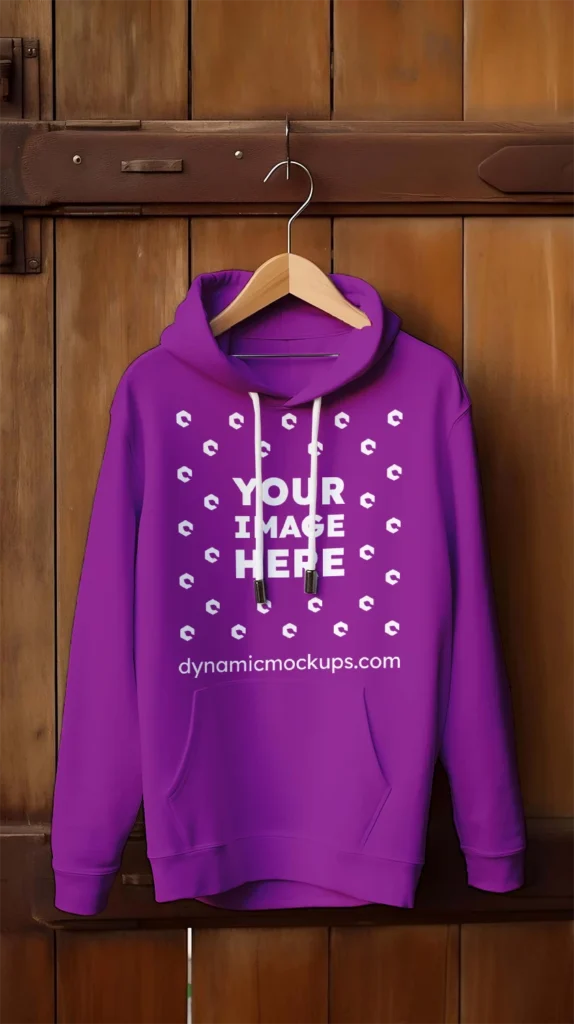 Hanging Purple Hoodie Mockup Front View Template