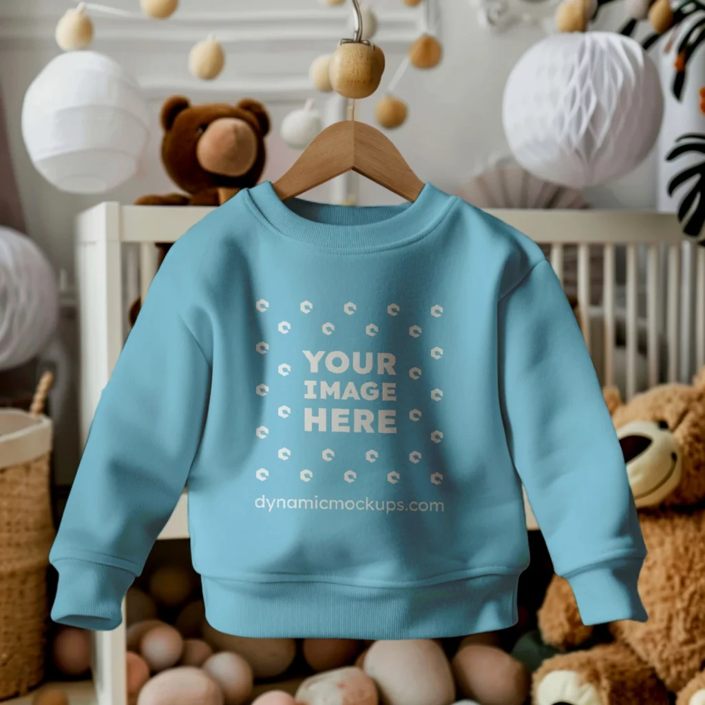 Hanging Sky Blue Sweatshirt Mockup Front View Template