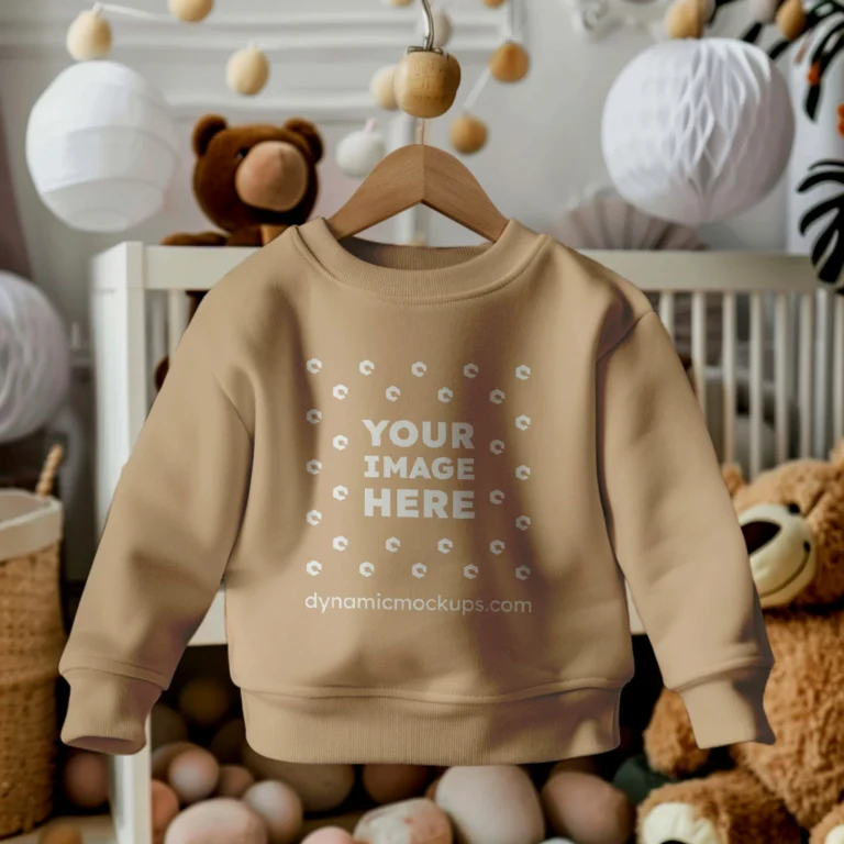 Hanging Tan Sweatshirt Mockup Front View Template