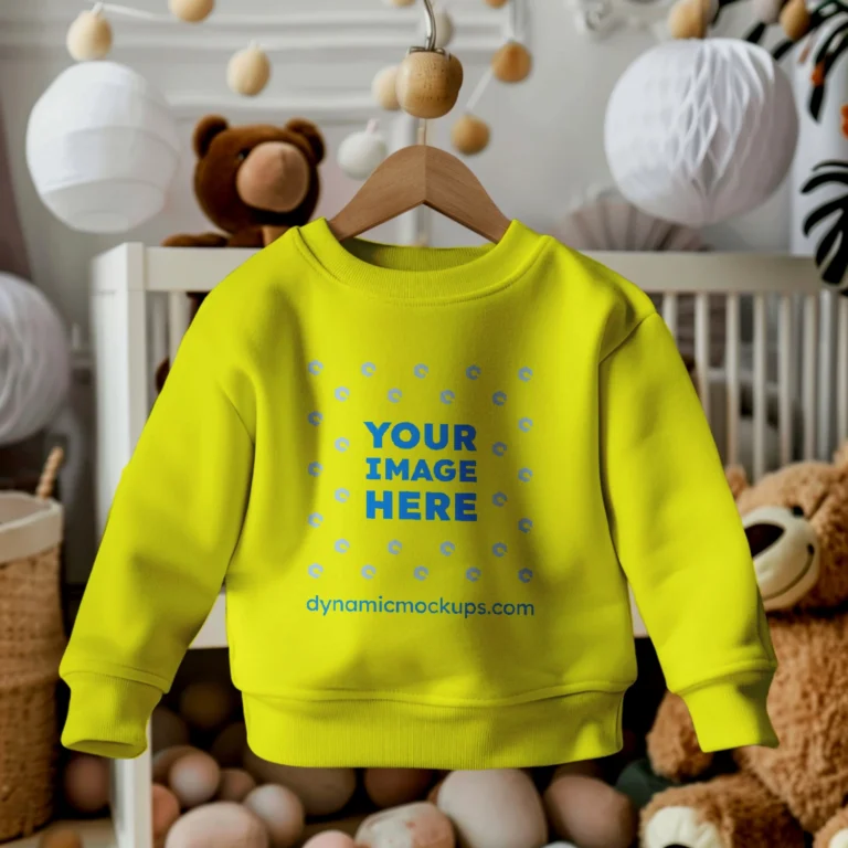 Hanging Yellow Sweatshirt Mockup Front View Template