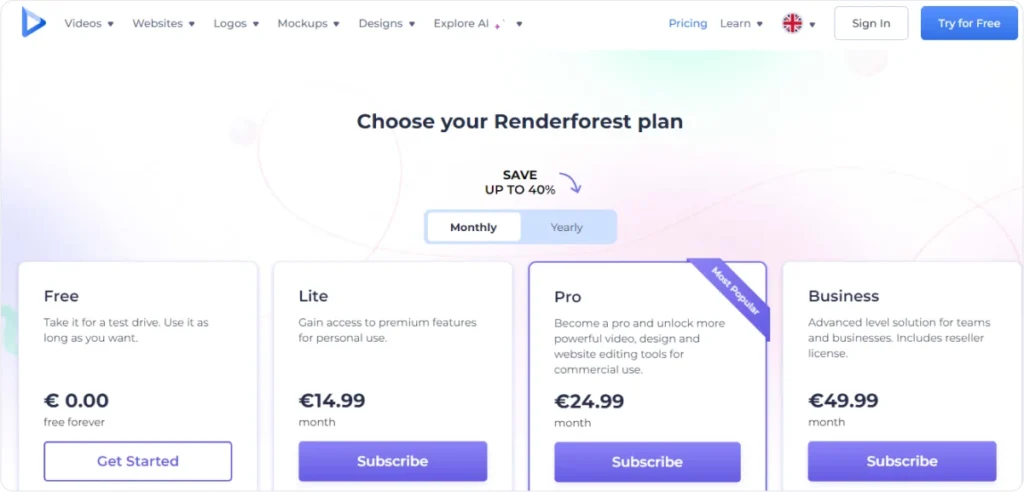 renderforest-pricing