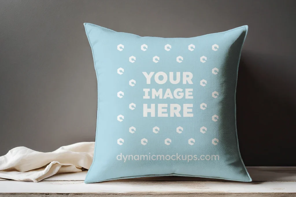 Light Blue Square Pillow Cover Mockup Template