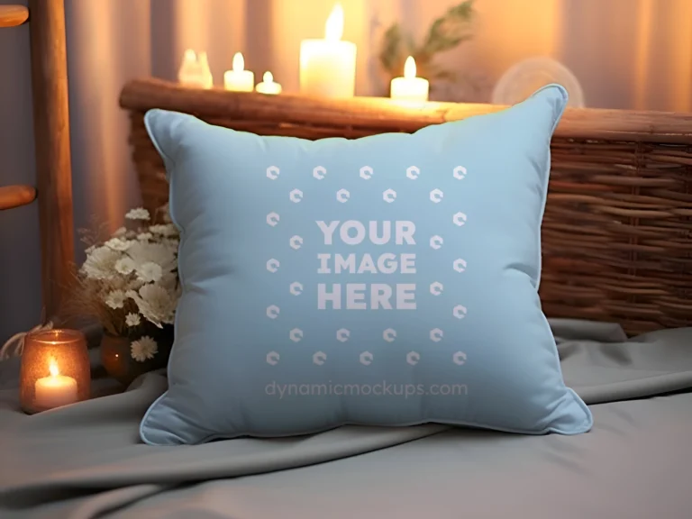 Light Blue Square Pillow Cover Mockup Template