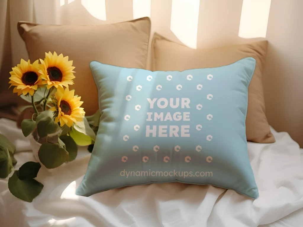 Light Blue Square Pillow Cover Mockup Template