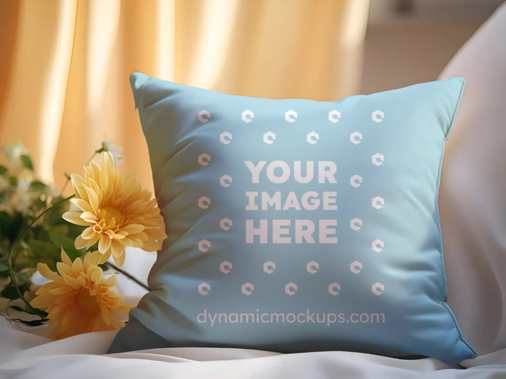 Light Blue Square Pillow Cover Mockup Template