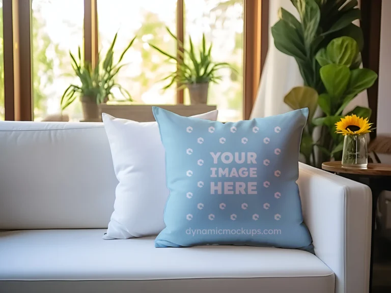 Light Blue Square Pillow Cover Mockup Template