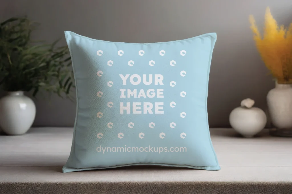 Light Blue Square Pillow Cover Mockup Template