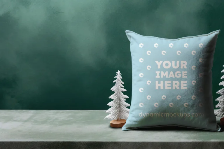 Light Blue Square Pillow Cover Mockup Template