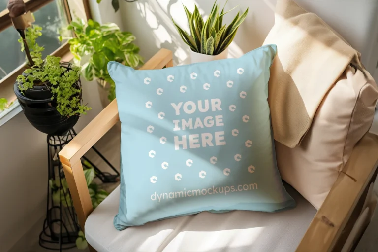 Light Blue Square Pillow Cover Mockup Template