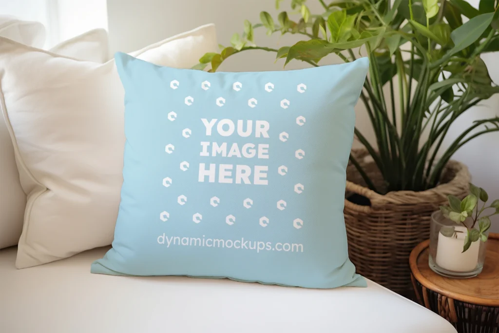 Light Blue Square Pillow Cover Mockup Template