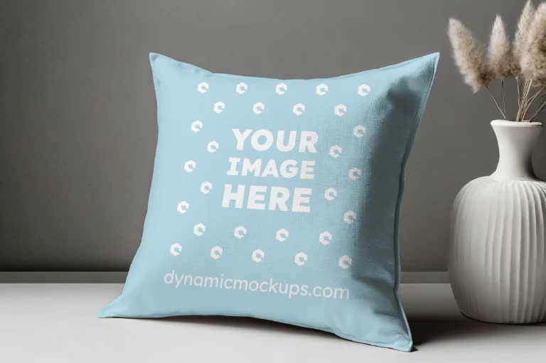 Light Blue Square Pillow Cover Mockup Template