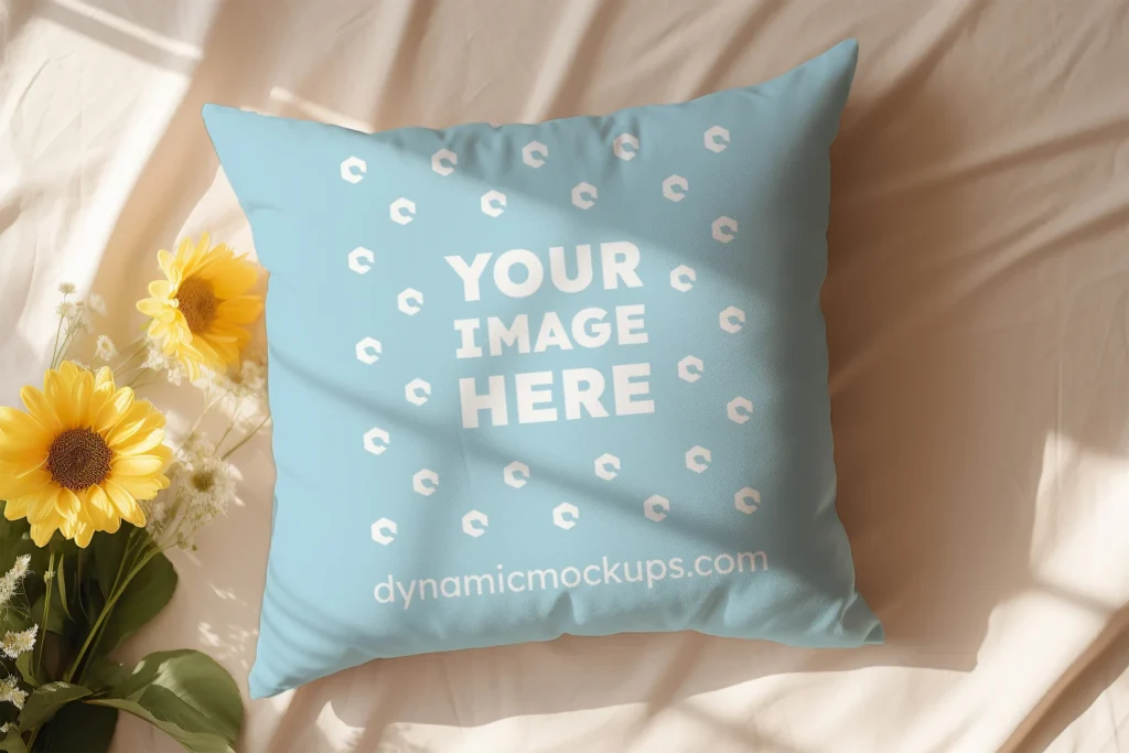 Light Blue Square Pillow Cover Mockup Template