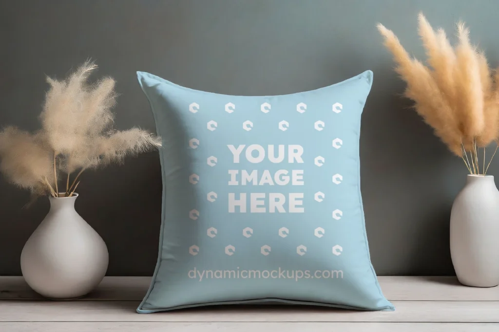 Light Blue Square Pillow Cover Mockup Template