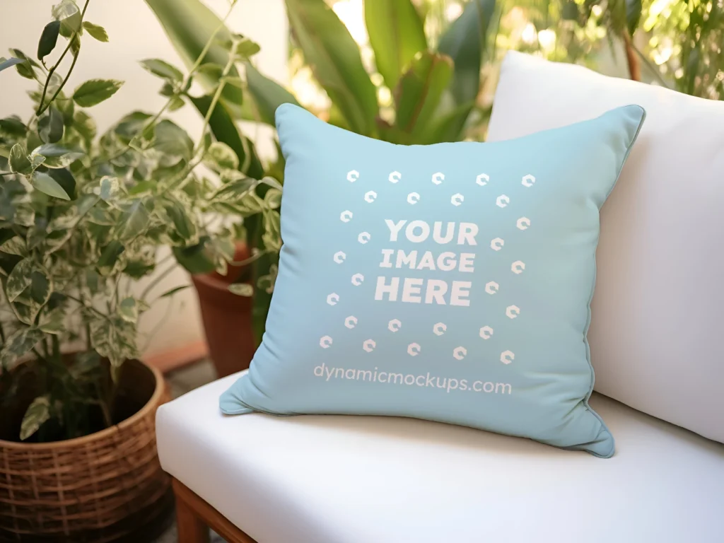 Light Blue Square Pillow Cover Mockup Template