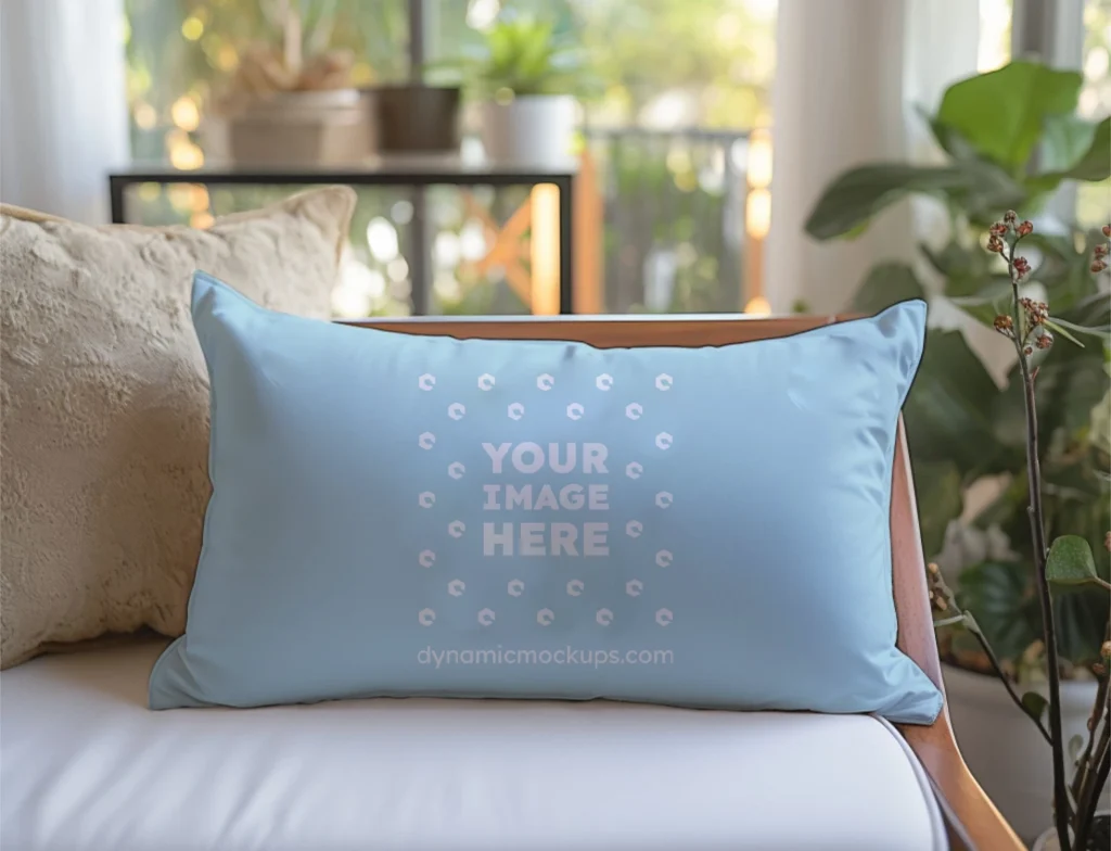 Light Blue Square Pillow Cover Mockup Template