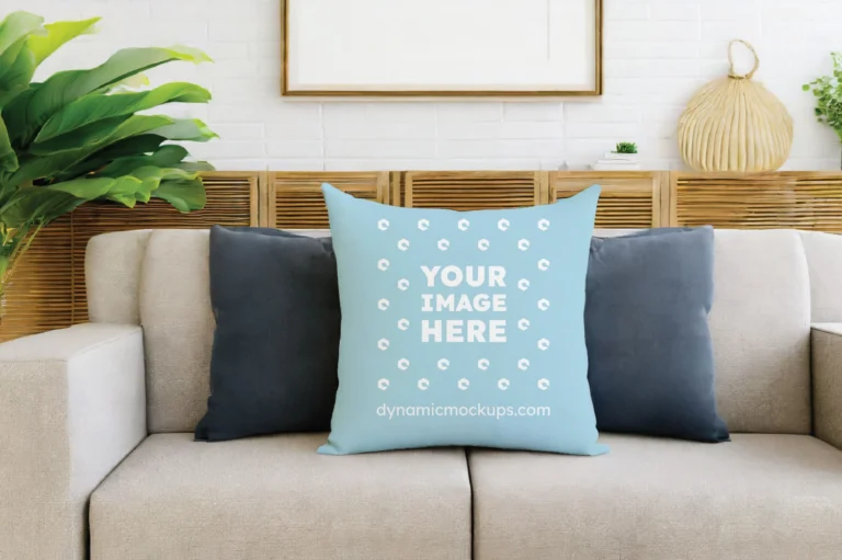 Light Blue Square Pillow Cover Mockup Template