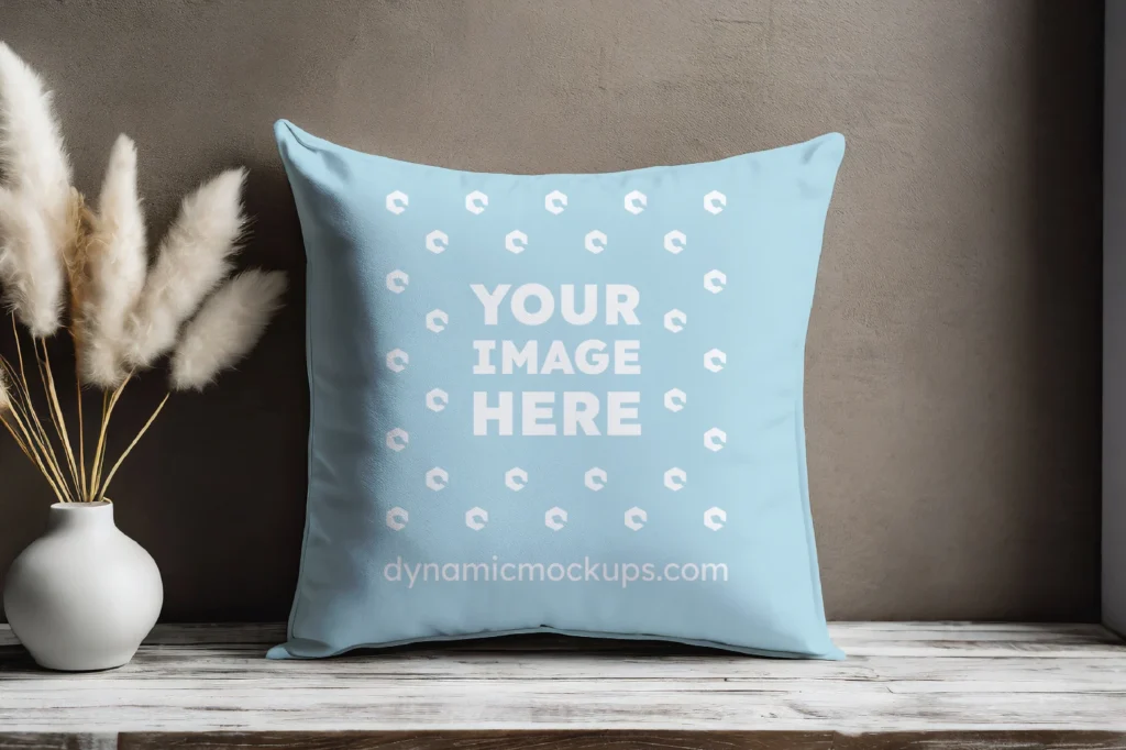 Light Blue Square Pillow Cover Mockup Template