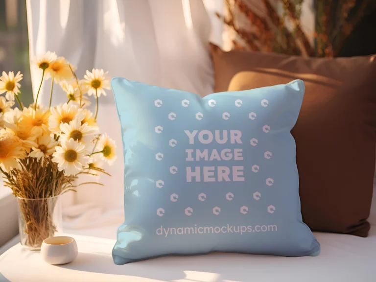 Light Blue Square Pillow Cover Mockup Template