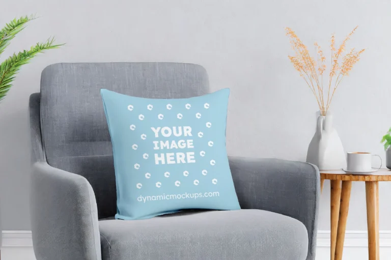 Light Blue Square Pillow Cover Mockup Template