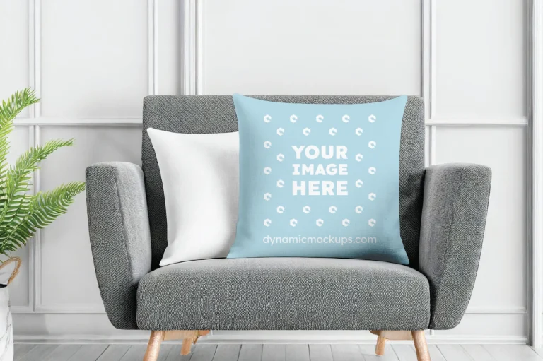 Light Blue Square Pillow Cover Mockup Template