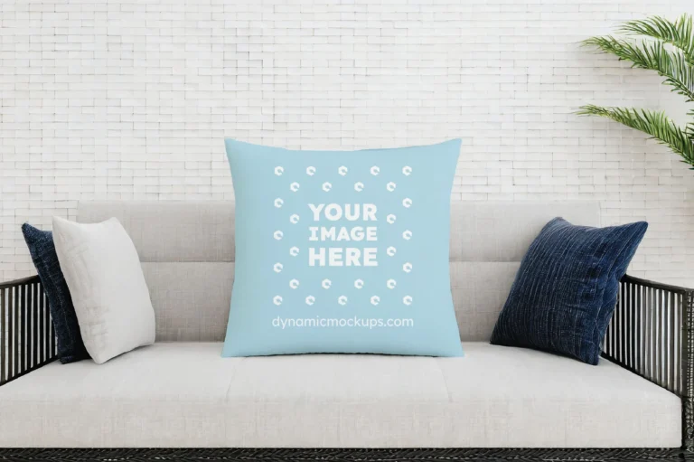 Light Blue Square Pillow Cover Mockup Template