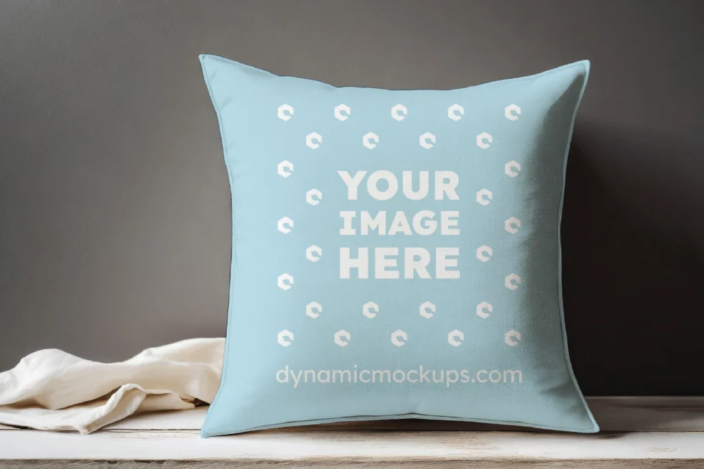 Light Blue Square Pillow Cover Mockup Template