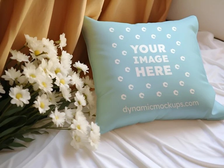 Light Blue Square Pillow Cover Mockup Template