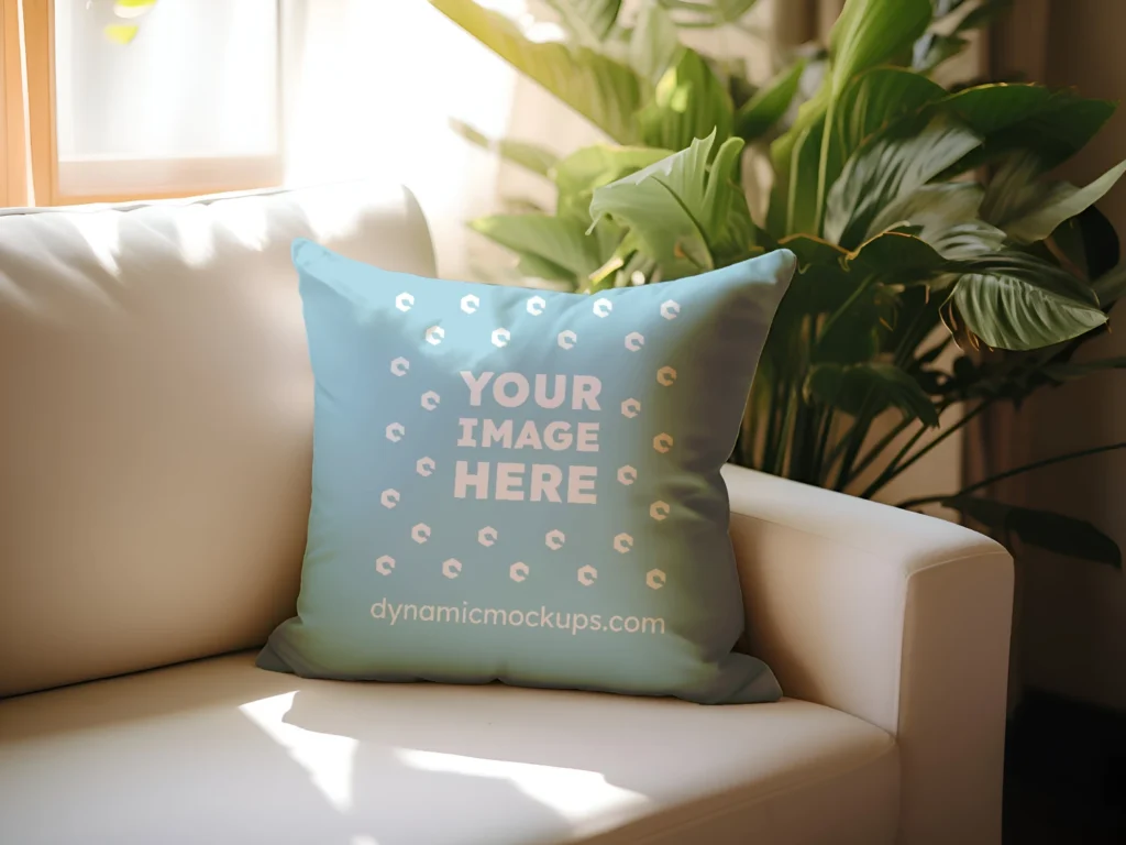 Light Blue Square Pillow Cover Mockup Template