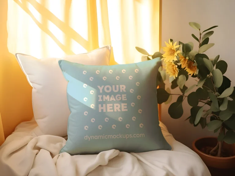 Light Blue Square Pillow Cover Mockup Template