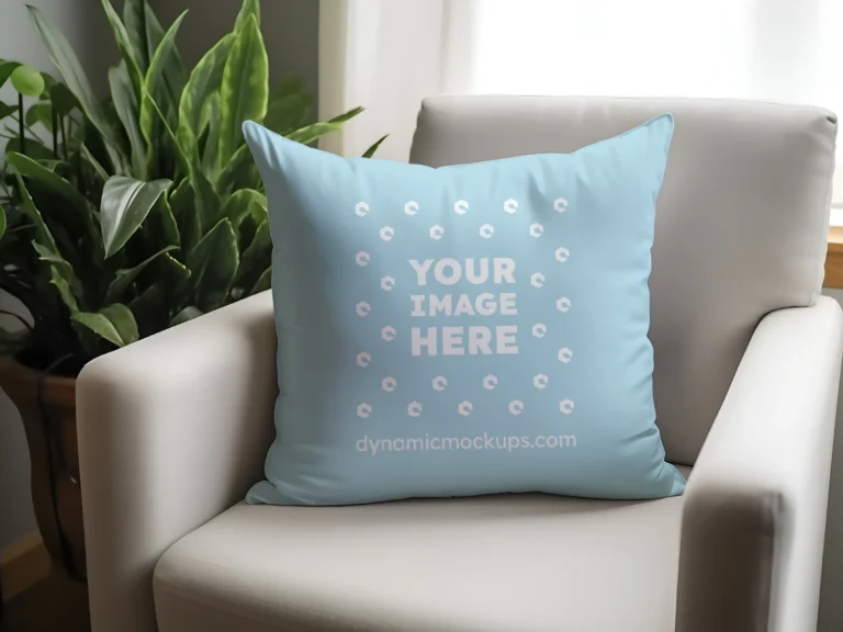 Light Blue Square Pillow Cover Mockup Template