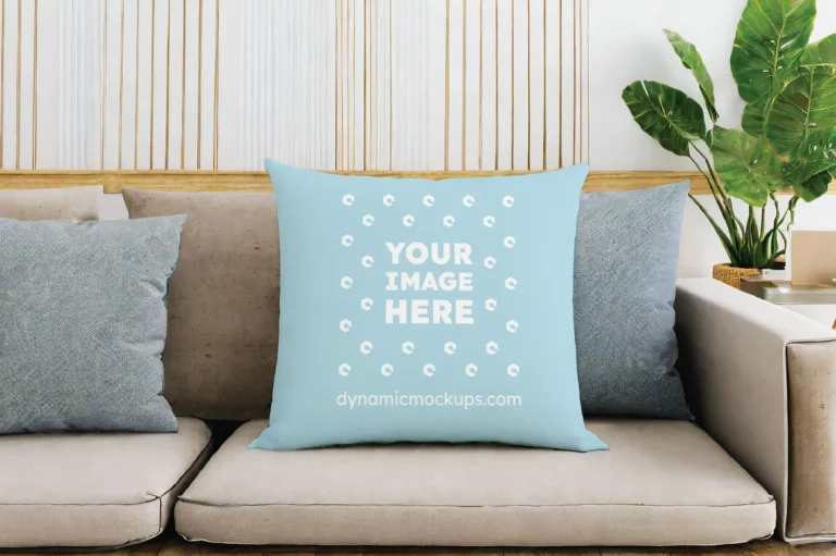 Light Blue Square Pillow Cover Mockup Template