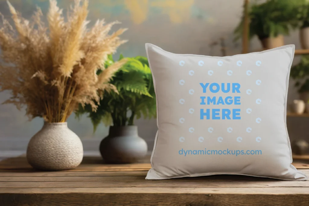 Light Gray Square Pillow Cover Mockup Template