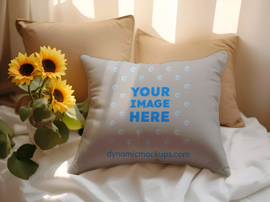 Light Gray Square Pillow Cover Mockup Template