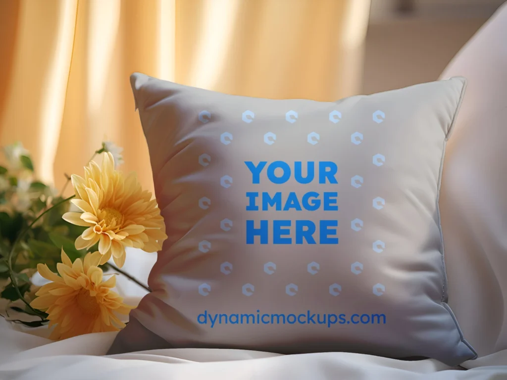 Light Gray Square Pillow Cover Mockup Template