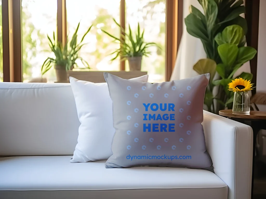 Light Gray Square Pillow Cover Mockup Template