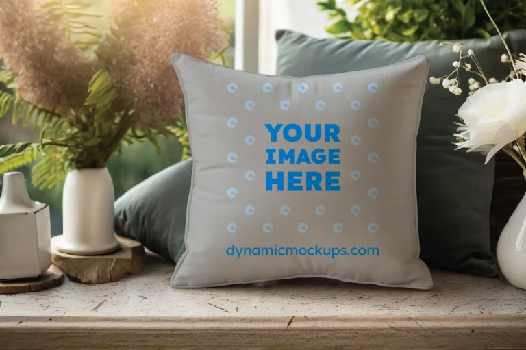 Light Gray Square Pillow Cover Mockup Template