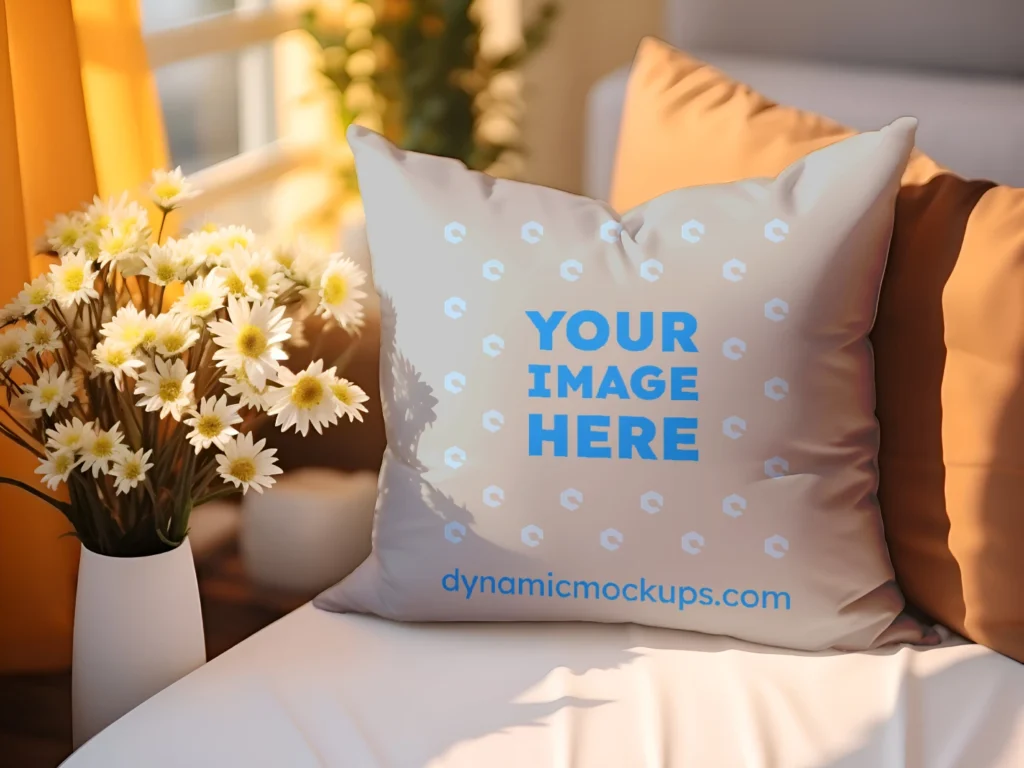 Light Gray Square Pillow Cover Mockup Template